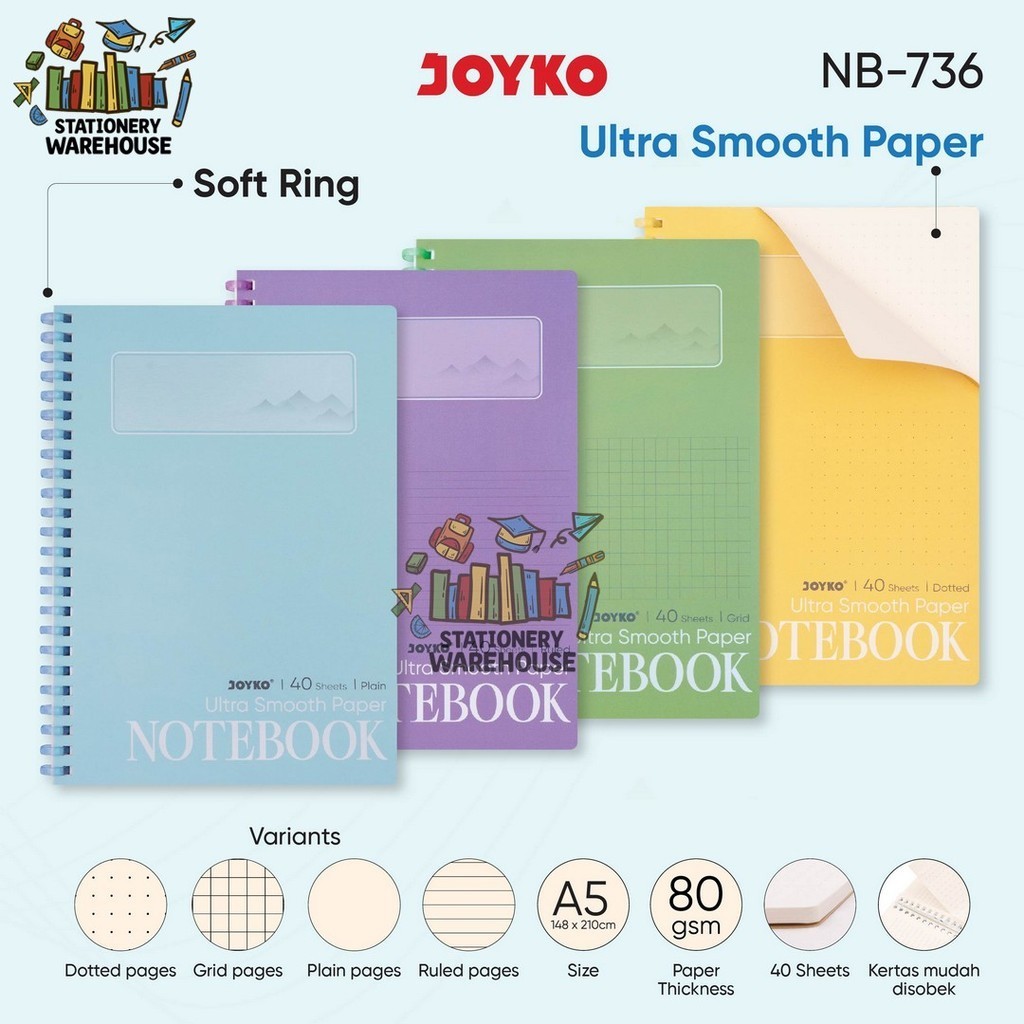 

Buku Tulis Catatan Bergaris Ruled Notebook Joyko NB-736 A5 Ultra Smooth Paper