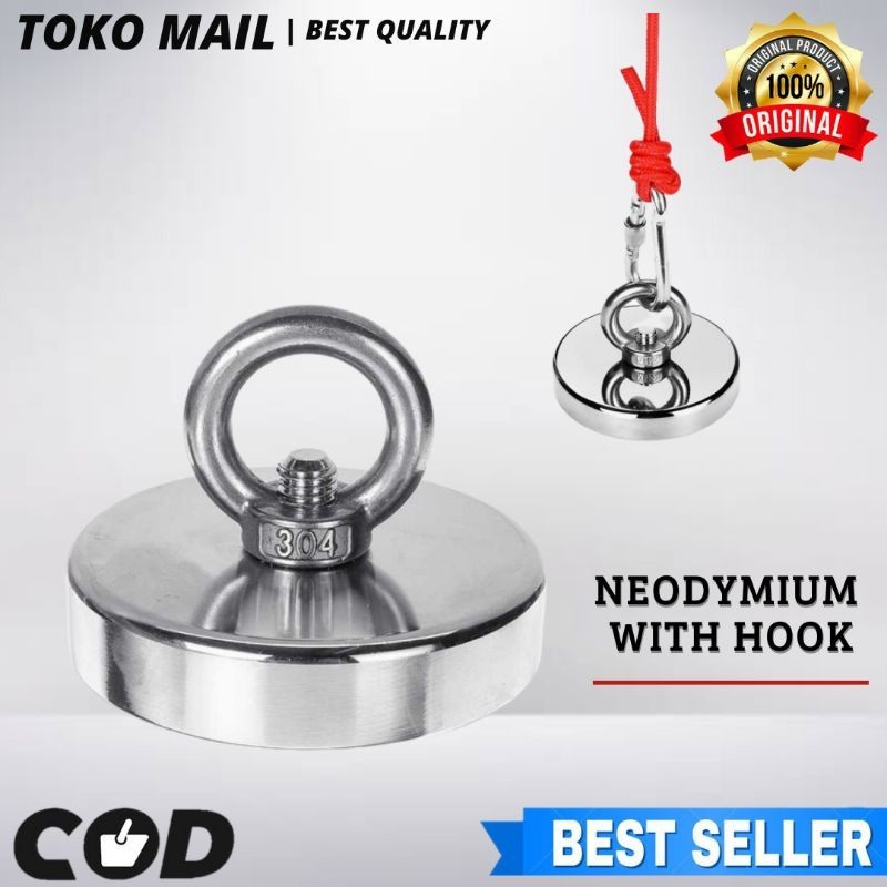 Strong Magnet Neodymium Bulat Super Kuat Angkat Beban Magnet Mahnet Fishing Pancing With Hook Pancin