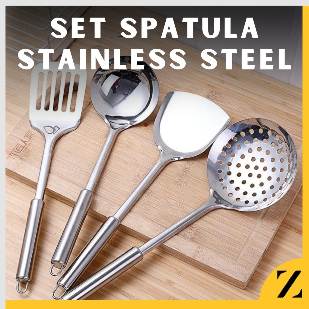 ONEL Spatula Sutil Set Isi 4 4 in 1 Alat Masak Lengkap Stainless Steel Steinless steel Anti Karat Ki