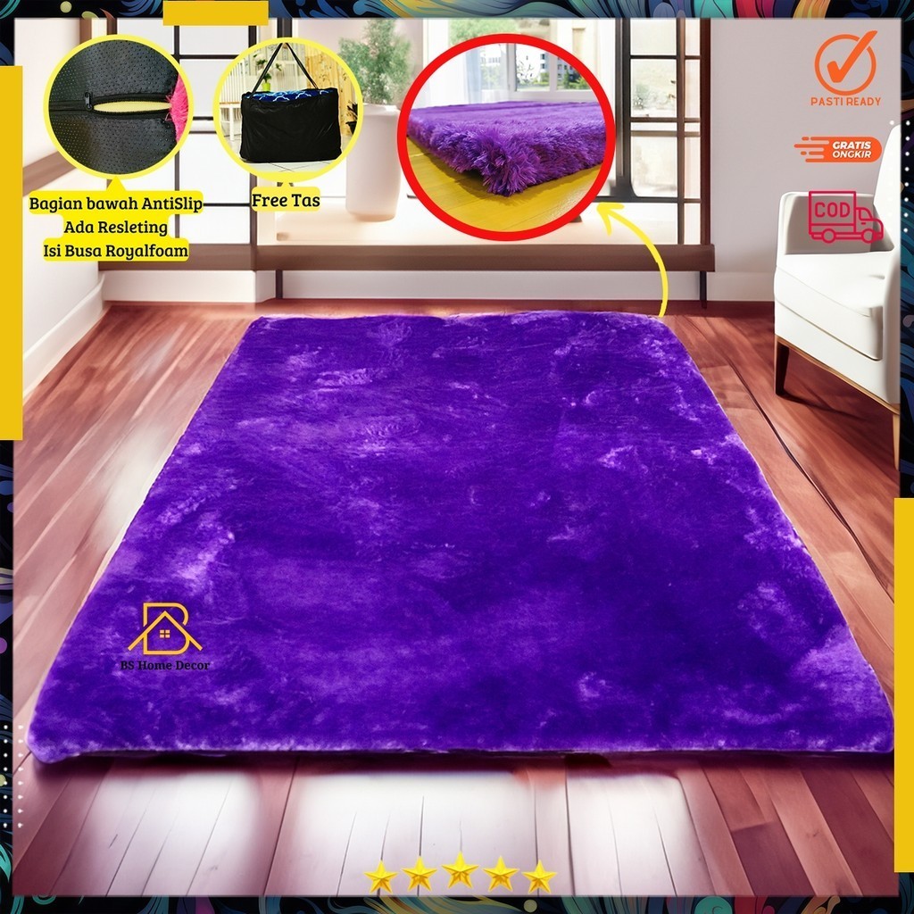 Karpet bulu Rasfur Anti Slip Uk Panjang 2 meter Lebar 1.2 meter Tebal 5,5cm
