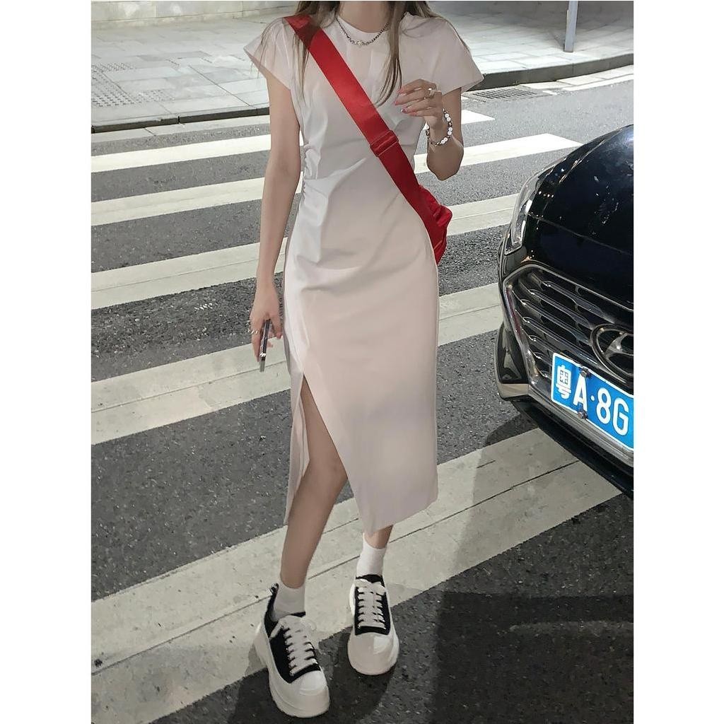 7825 gaun putih panjang korean style party dress elegan Summer midi white dress plus size dress   ca