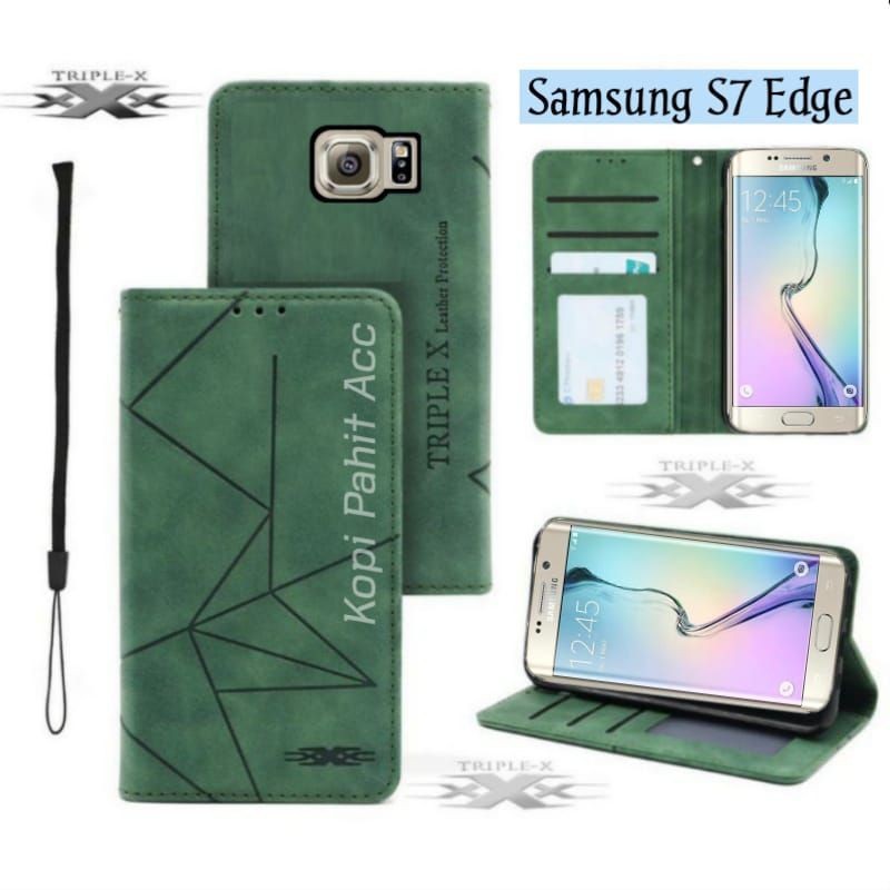 Case Samsung Galaxy S7 Edge Flip Cover Wallet Sarung Hp Casing Dompet Flip Magnet