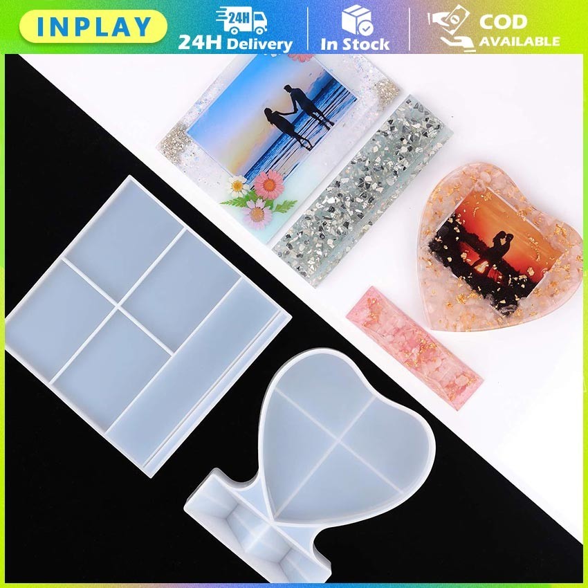 Mold Silikon Bingkai Foto Bentuk Hati / Cetakan Resin Photo Frame DIY / Bingkai Foto Cetakan Silikon