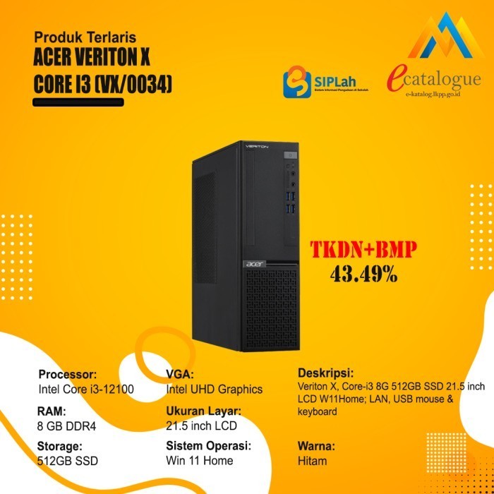 TKDN ACER VERITON X - CORE I3 (VX/0034)