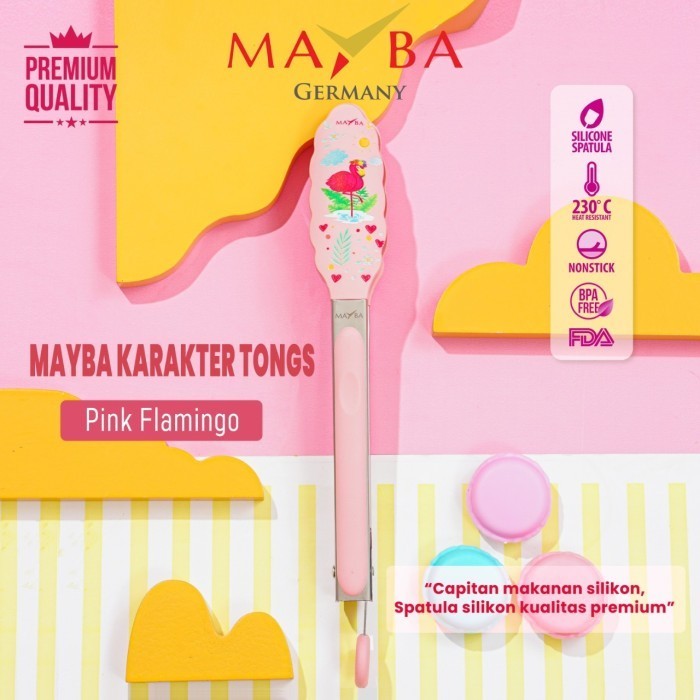TOKOSANIA Capitan Spatula Tongs Silicone Karakter Mayba tongs Penjepit silikon - Pink Flamingo