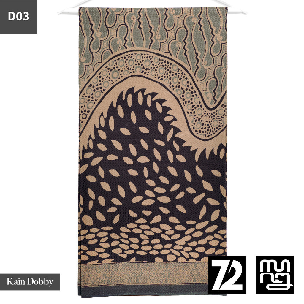 KAIN BATIK PREMIUM Bahan Dobby Dobi Dobbi Dolbi Motif Parang Rumput Samudra Warna Abu Hitam 724920 C
