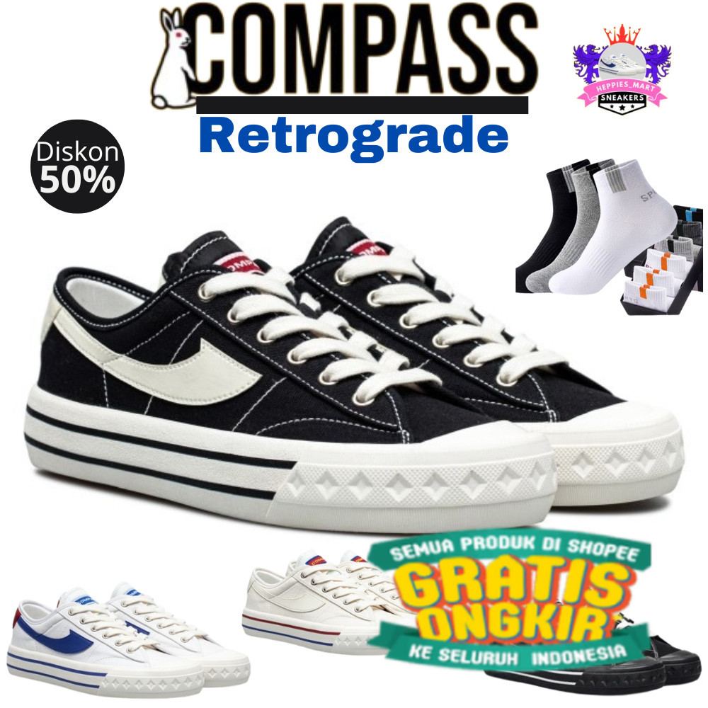 【Bonus Kaos Kaki ORIGINAL 】COMPASS RETROGRADE LOW SEPATU COMPASS ORIGINAL100%|| SEPATU COMPASS GAZEL