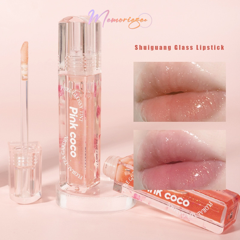 COD- PINK COCO Lip Glow Gliter Glasting Water Lip Gloss Lip Plumper Lip Jelly Tint Lip Oil Moisturiz