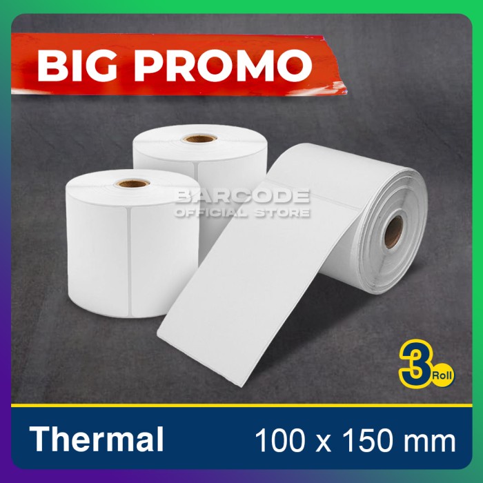 

Label Stiker Termal 100x150 / 100 x 150 mm Sticker A6 isi 500 Pcs -TMA56