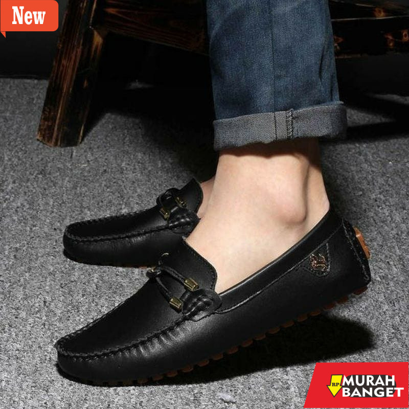Sepatu kerja pria yg viral- Sepatu Kulit Pria Asli Casual Anak Laki Laki Dewasa Slip On Pakalolo Mur