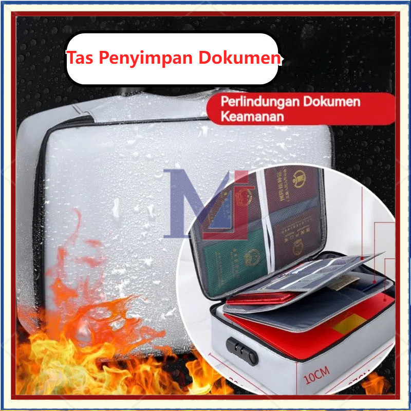 

【COD】Tas Penyimpan Dokumen Paspor Dll Tahan Api & Air Password Lock Travel Bag/Tas Dokumen Multifungsi/Storage Bag Travel Portable