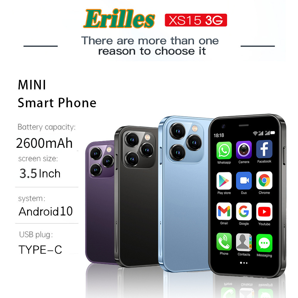 Erilles XS15 Ultra-thin Smartphone 3GB+64GB Android10 3G Dual SIM 3.5 Inch Phone 2600mAh Wifi GPS Mi