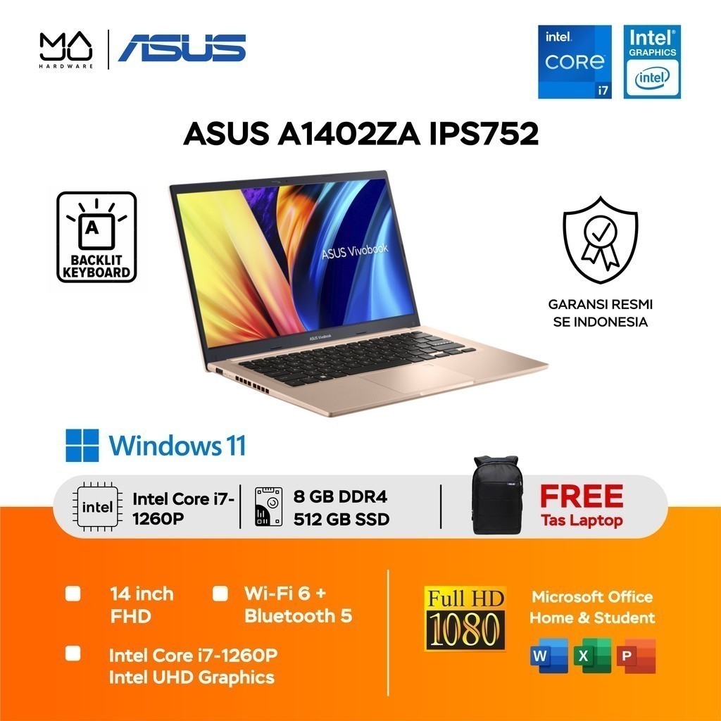 Laptop Asus VivoBook 14 A1402ZA-IPS752 - Terra Cotta [i7 1260P-8GB-SSD 512GB]