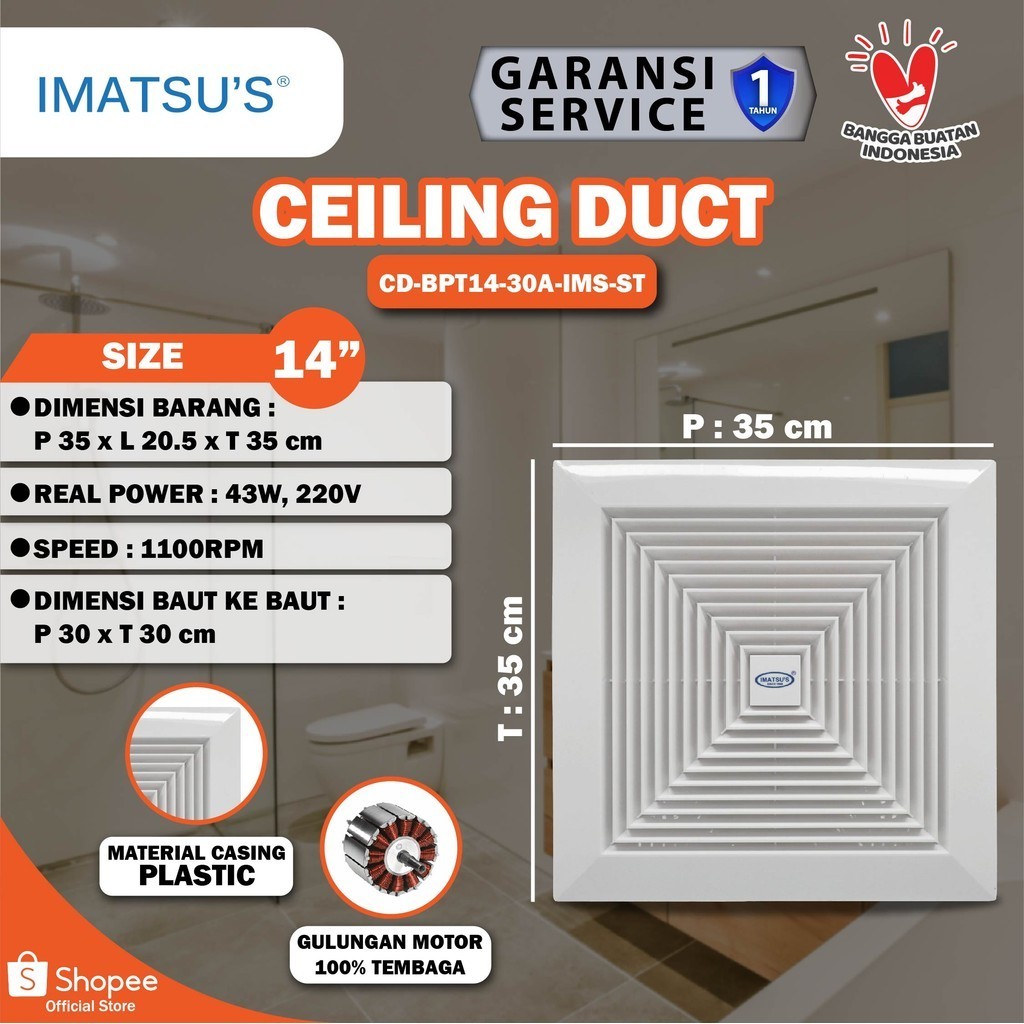 Ducting Exhaust Fan Plafon Kipas Hisap 14 Inch Ceiling Exhaust