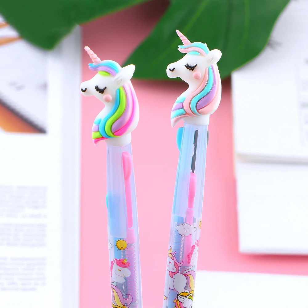 

2 Pcs/lot Kawaii Cute Unicorn Cartoon 3 Colors Ballpoint Pen School Office Supply Gift Stationery Kids For Study Birthday Gifts