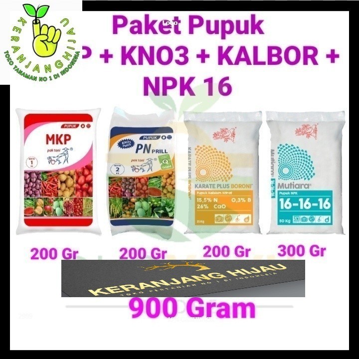 MKP PAK TANI + KNO3 PUTIH + KARATE BORON + NPK MUTIARA PAKET PUPUK PEMBUAHAN UNTUK ANGGUR CABE TOMAT
