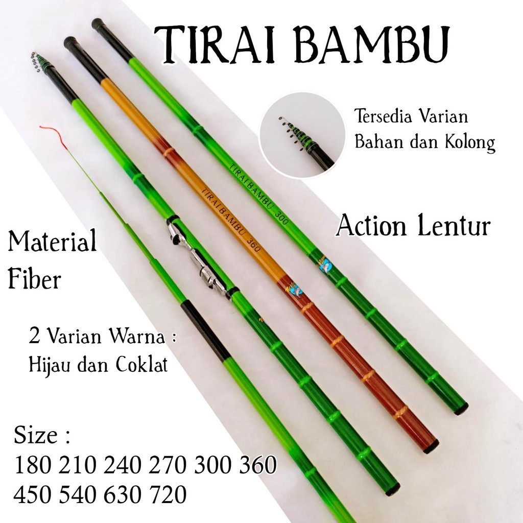 Neptuna Tirai Bambu Joran Tegek Kolong Ruas Panjang Bahan Fiber Action Lentur Tongkat Tangkai Pancin