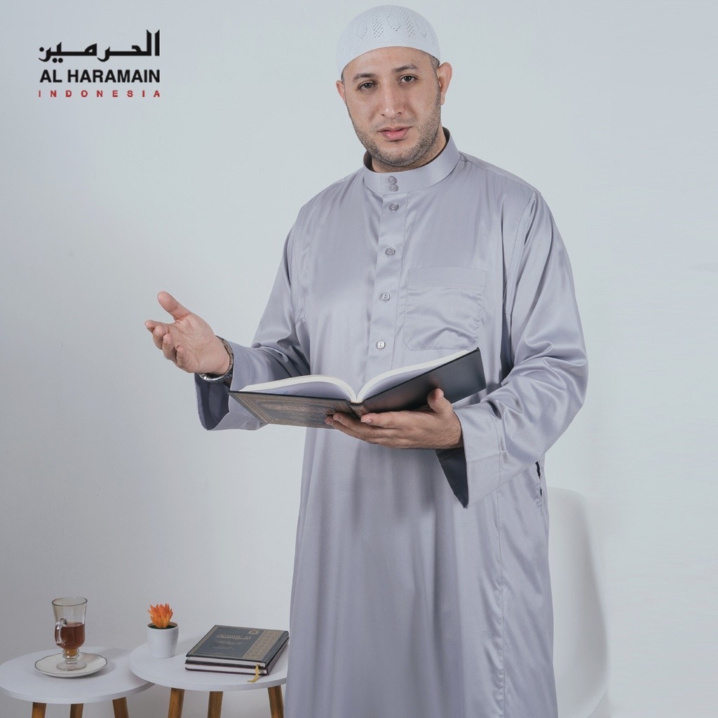 AL Haramain Jubah / Gamis Pria Remaja & Dewasa Viet Polos / Jubah AL Haramain | Abu Tua | Silver | A