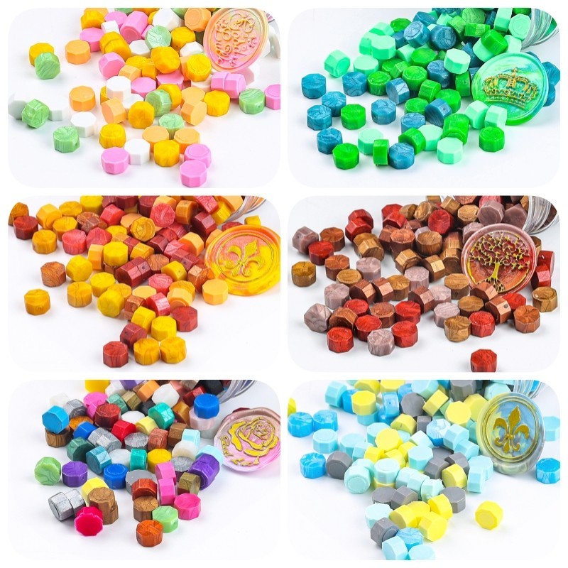 

100pcs Bagged Flame Paint Mixed Color Wax Particle Flame Paint Seal Envelope Sealing Wax Stamp Hand Ledger Decorative Materials