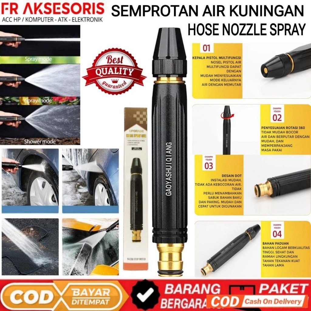 Kepala Semprotan AIR Kuningan Nozzle Water Jet Spray Kepala selang AIR CUCI MOBIL MOTOR SIRAM TANAMA