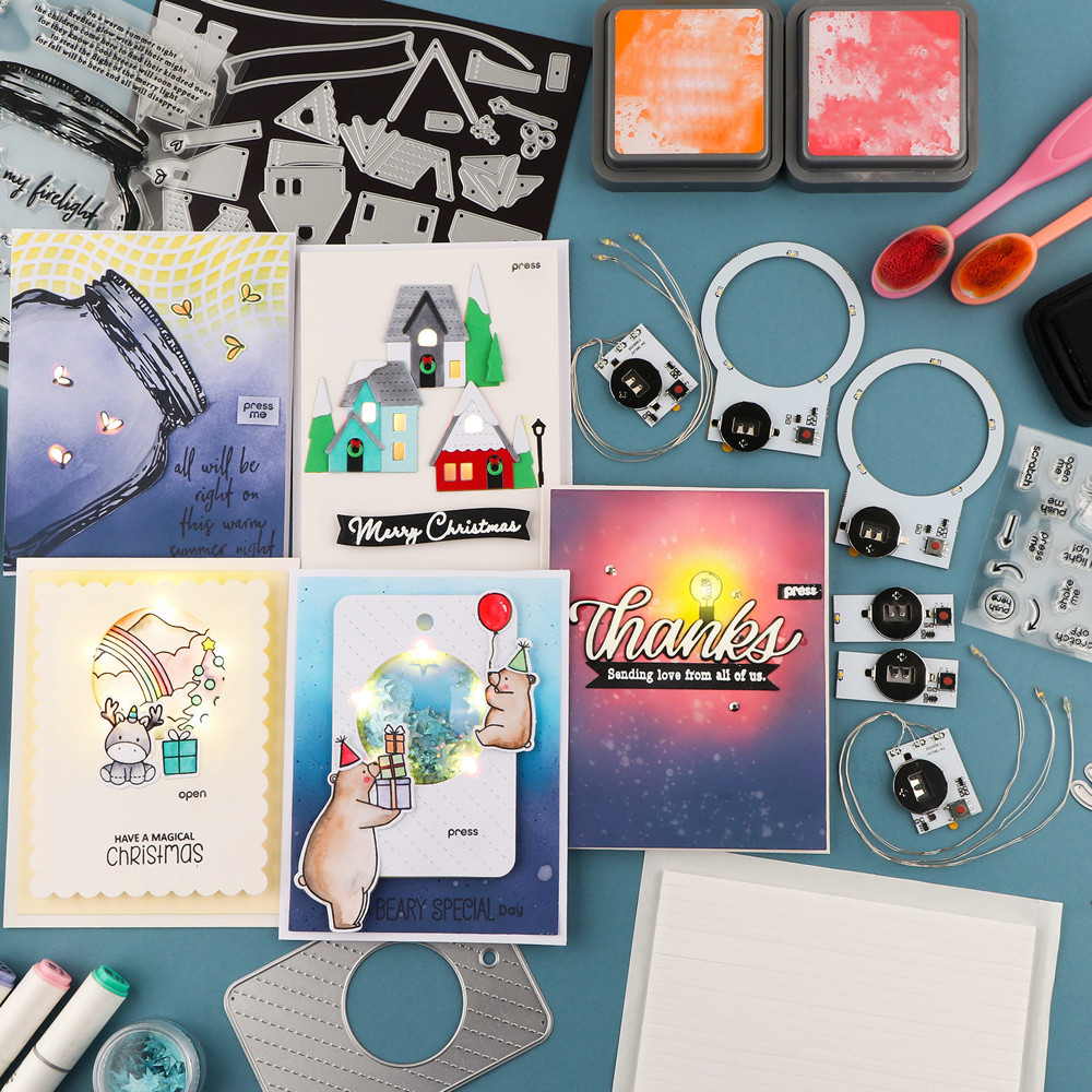 

Halo Lights & Easy Lights for Making Light-Up Cards for DIY Scrapbooking Self-Adhesive Light-Up Units with Warm White LEDs Cards