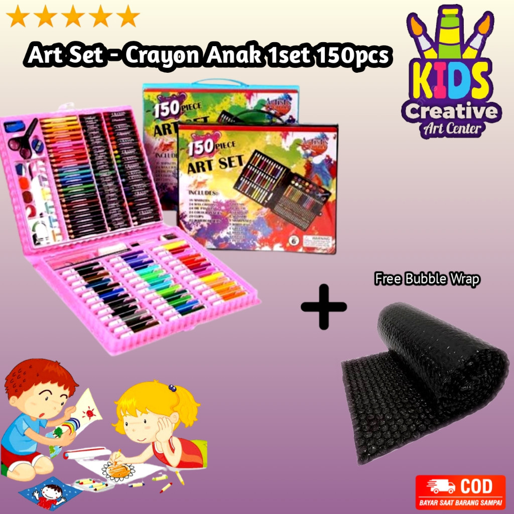 

Crayon Anak Set 150 pcs Set Spidol Alat Menggambar Mewarnai Pensil Krayon Set Art Colouring Free Bubble Wrap / F B