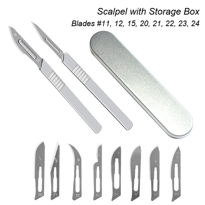 

Carbon Steel Carving Metal Scalpel Blades Medical Cutting Handel Scalpel Knife Storage Box Blade 10 11 12 15 20 21 22 23 24