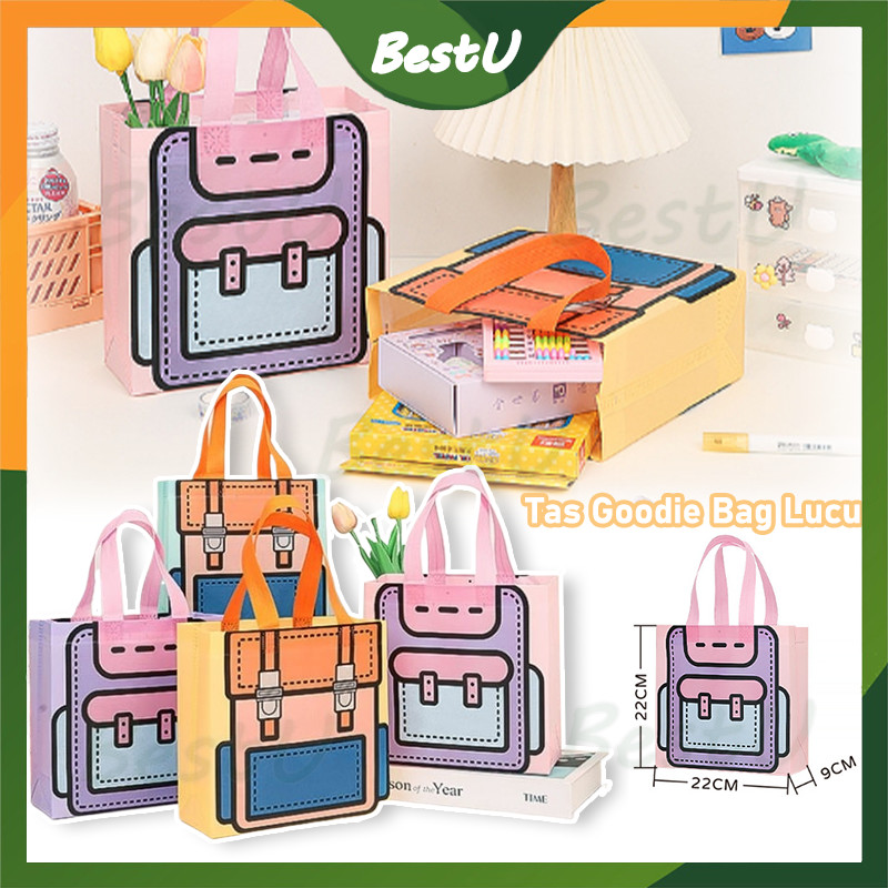

tas bahan wooven ulang tahun /non woven shopping bag /Hand Bag Ulang Tahun/tas ulang tahun anak/tas spunbon nonwoven 22x22x9cm