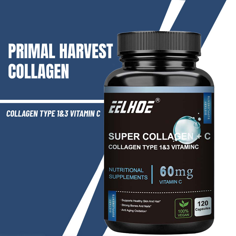 EELHOE Super Collagen Peptides Capsules with Vitamin C,  Promote Healthy Hair, Nails, Bones And Join