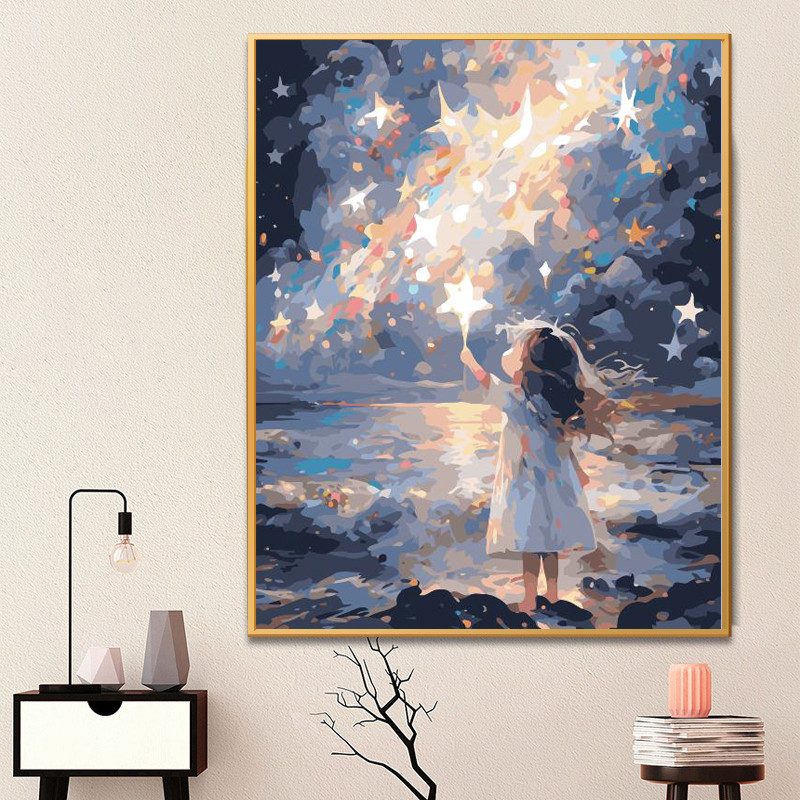 

Painting by Numbers For Adult night star sky Dropshipping Canvas Oil Paint by Number Home Decor
