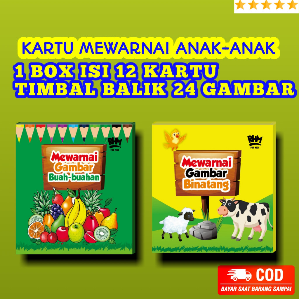 

Kartu Mewarnai Anak / Edukasi Mewarnai Karakter Hewan / Buah - Buahan / DLL /ratu_novel
