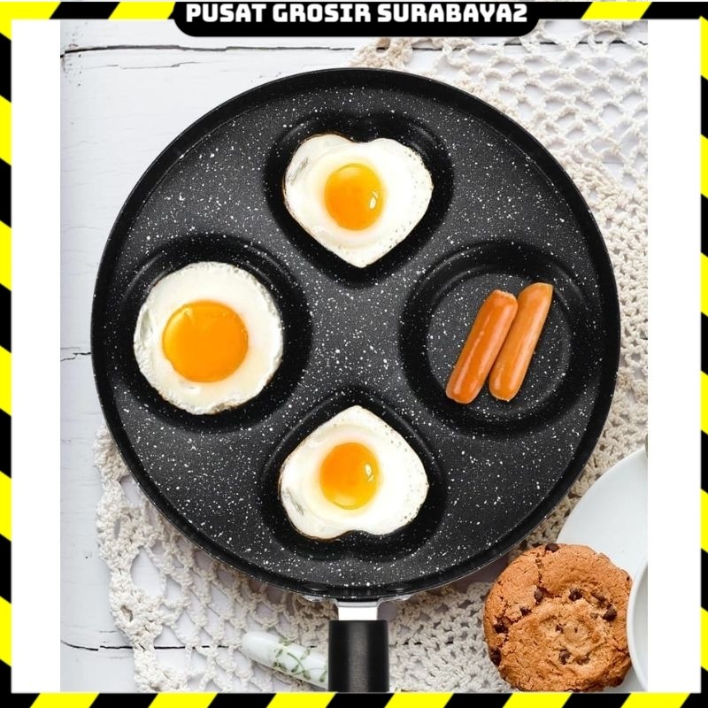 New frypan telur motif bulat love 4 lubang / wajan penggorengan pancake