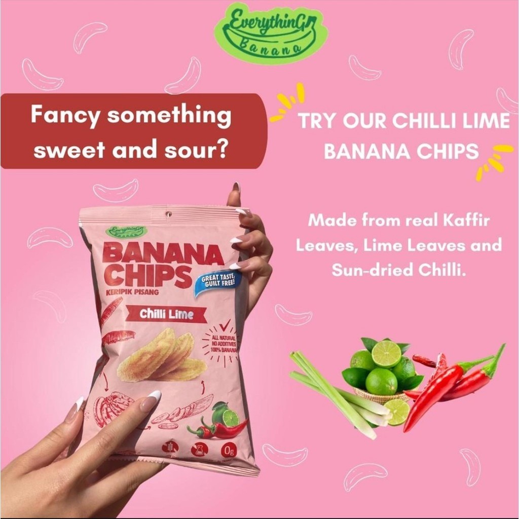 

Everything Banana Chips Chili Lime 70gr - Keripik Pisang Pedas