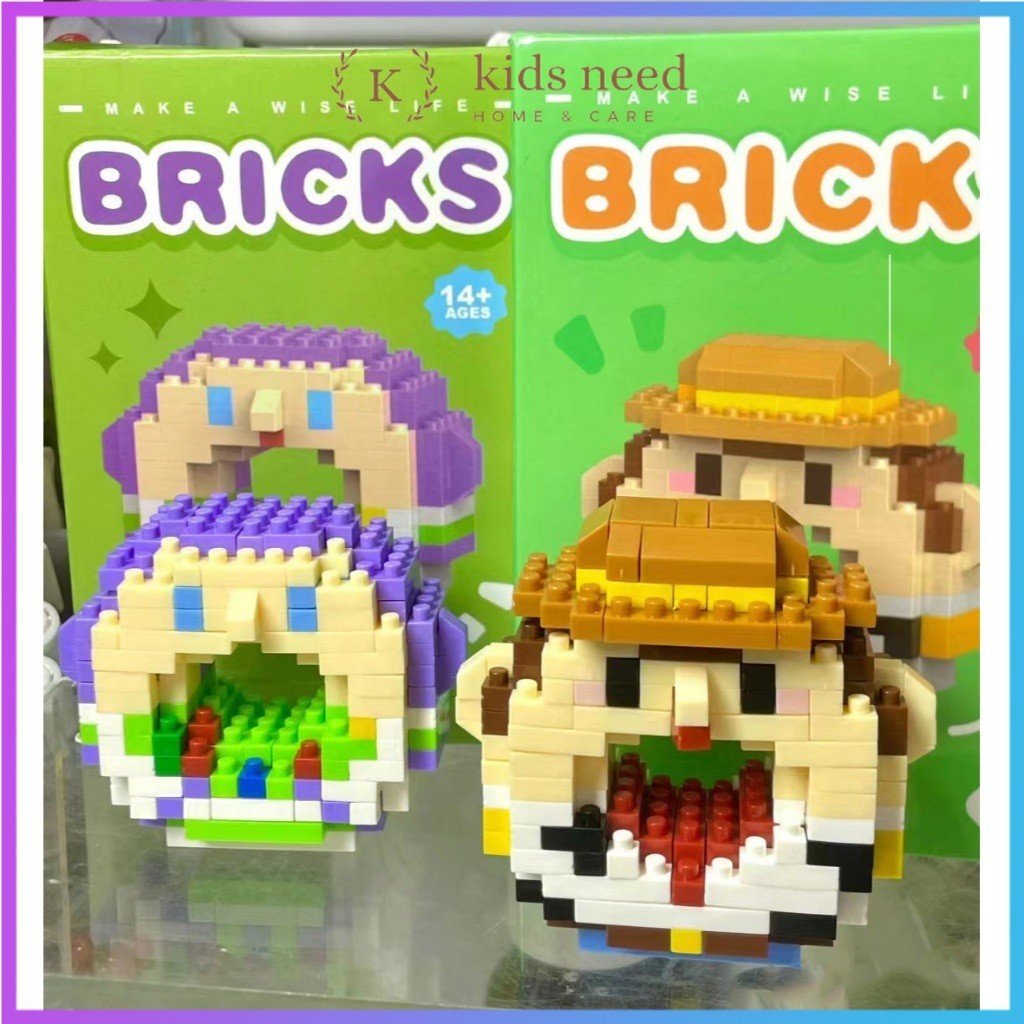 DIY Susun Balok Blok Mini Kartun Bricks Donat Disney Mainan Balok Nano Block Kartun Toys/3D Puzzle B