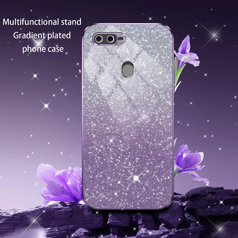 For OPPO A7X AX7 F9 Pro Realme 2 Pro Case Flash Powder Gradient Plating Back cover Soft Silicone Cas