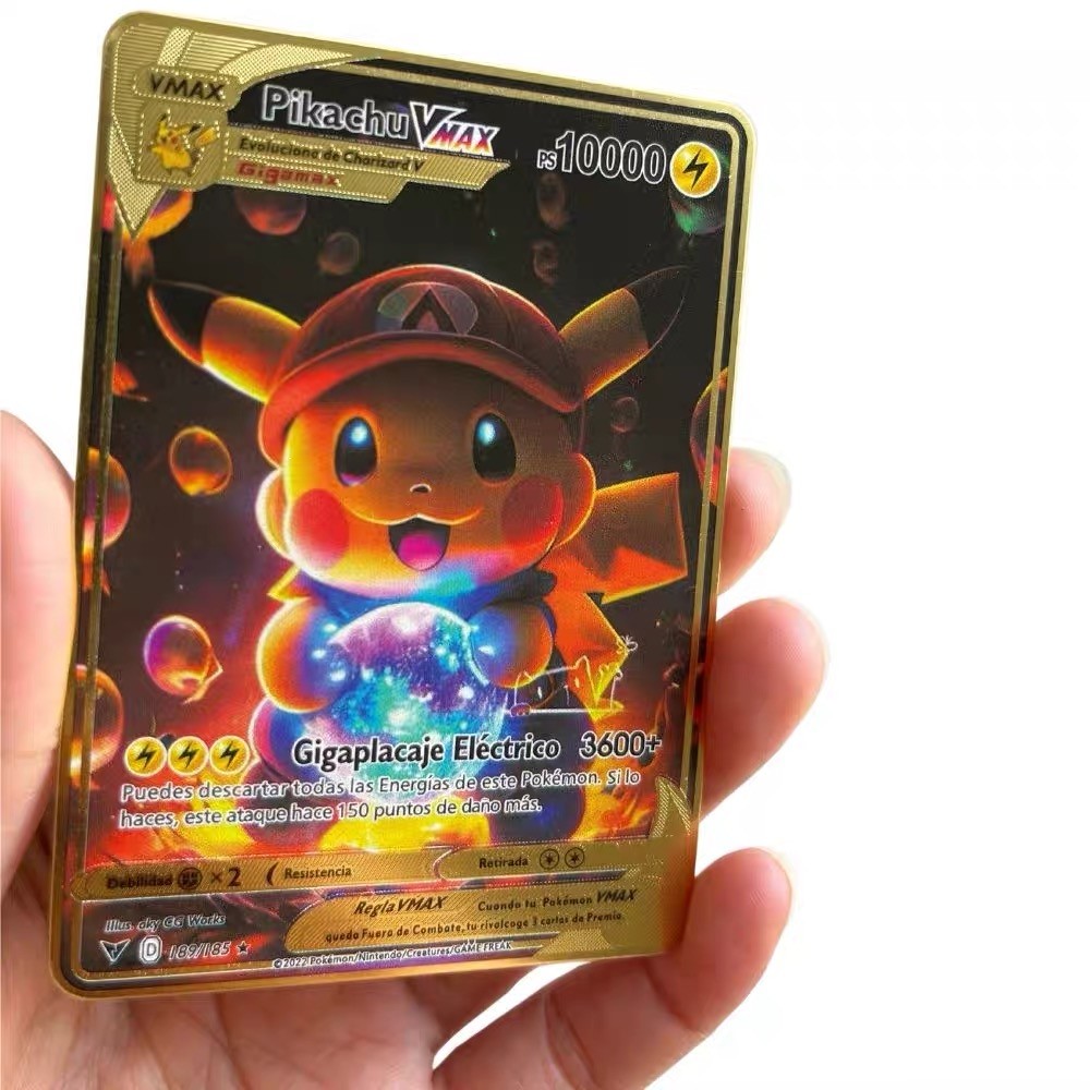 2024New Pokémon Cards Metal Pokemon Letters English Pokemon Iron Cards Mewtwo Pikachu Gx Charizard V