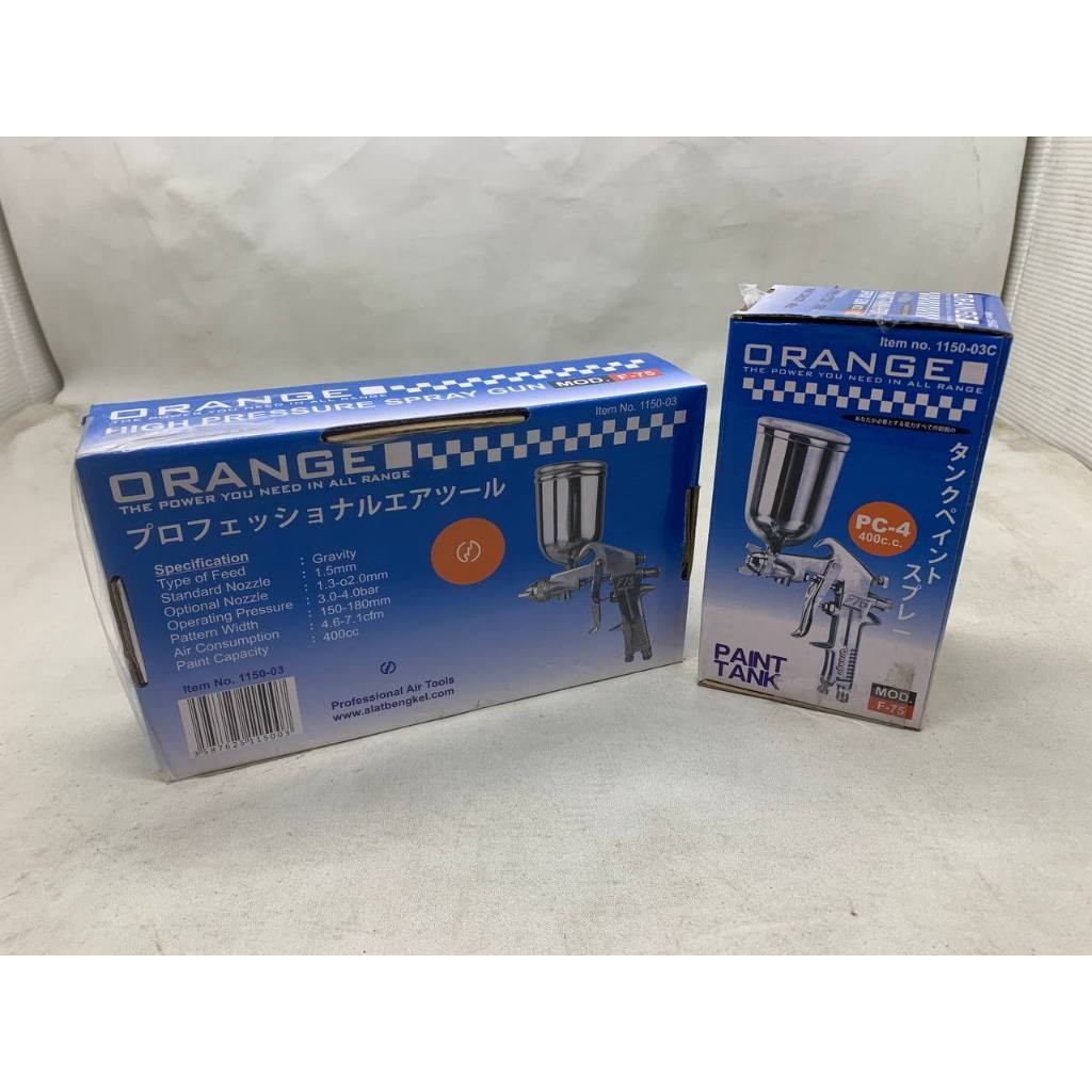 Spray Gun ORANGE/Spray gun tabung Atas F-75 Stainless SET