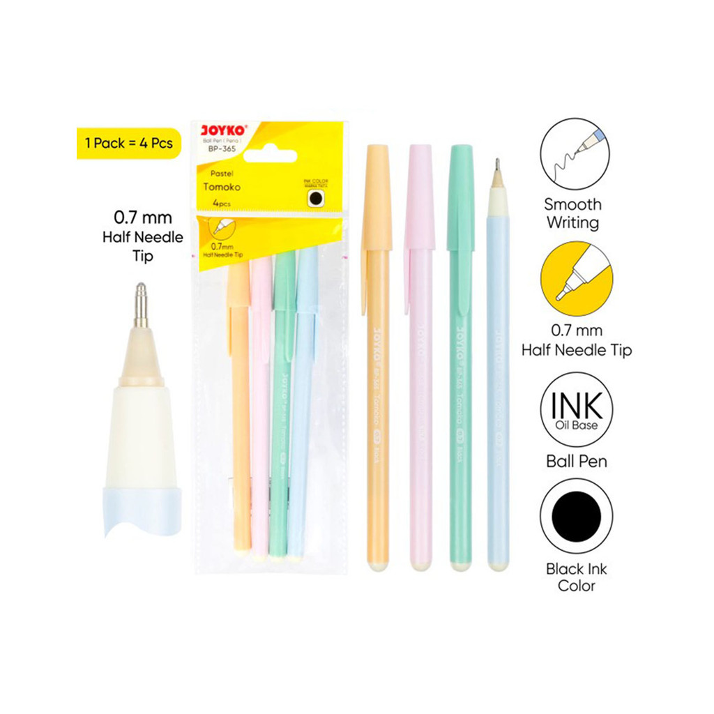 

Joyko Ball Pen BP-365 1 Pak 4 Pcs / Pulpen / Polpen Warna Hitam
