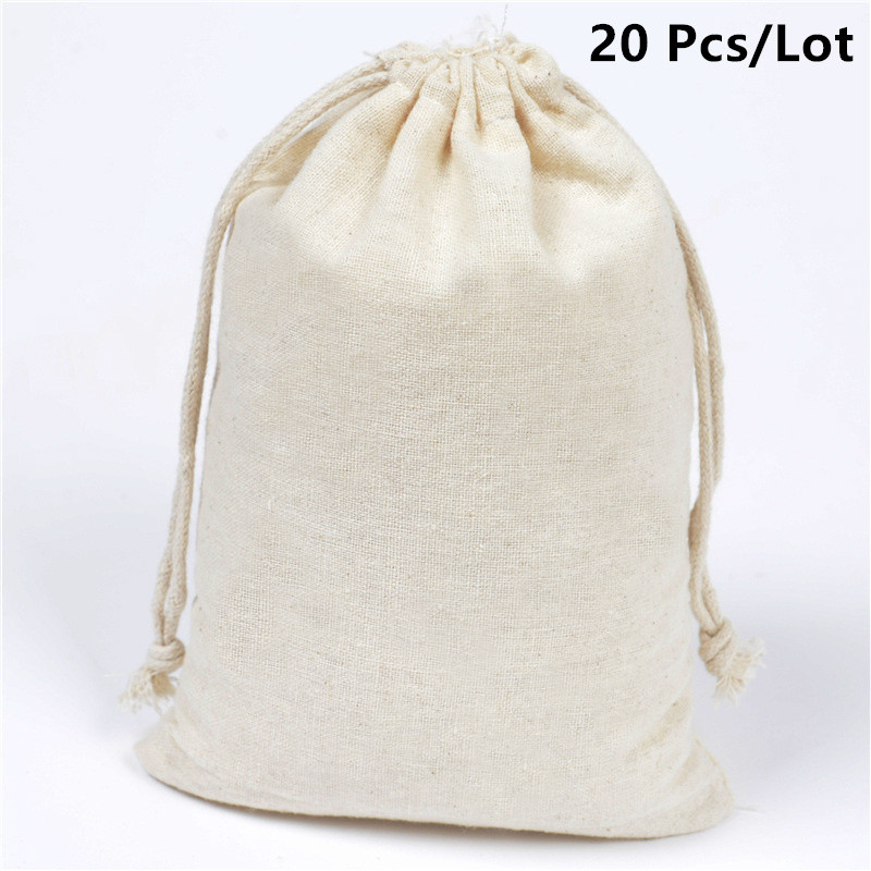 

10/20 Pcs/Lot Stroage Cotton Bags with Drawstring Christmas Gift Package Pouches Home Oragnize Various Size Grocery Sacks