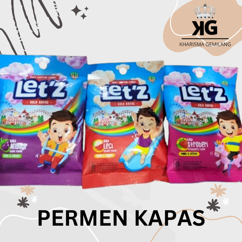 

KG - LET'Z 7gram (Varian 1 PCS) Permen Gulali Cotton Candy Rambut Nenek Anak Dewasa