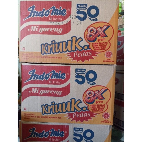 

Indomie goreng Kriuk Pedas 1 dus (isi 40pcs).