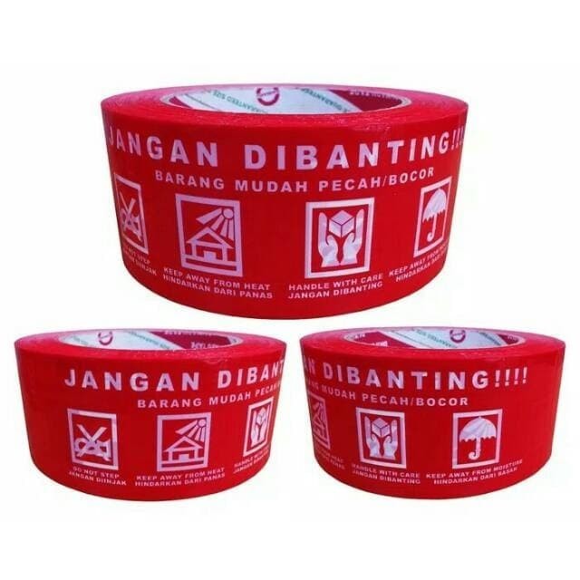 

GAND Lakban Fragile Jangan Dibanting OPP Print Awas Pecah Putih Merah