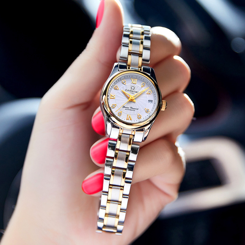 CARNIVAL Brand Luxury Mechanical Watch for Women Ladies Fashion Sapphire Automatic Movement Wristwat