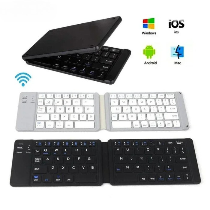 Mini Keyboard Lipat Portable Mini Wireless Bluetooth Folding Keyboard Wireless Keypad for IOS/Androi
