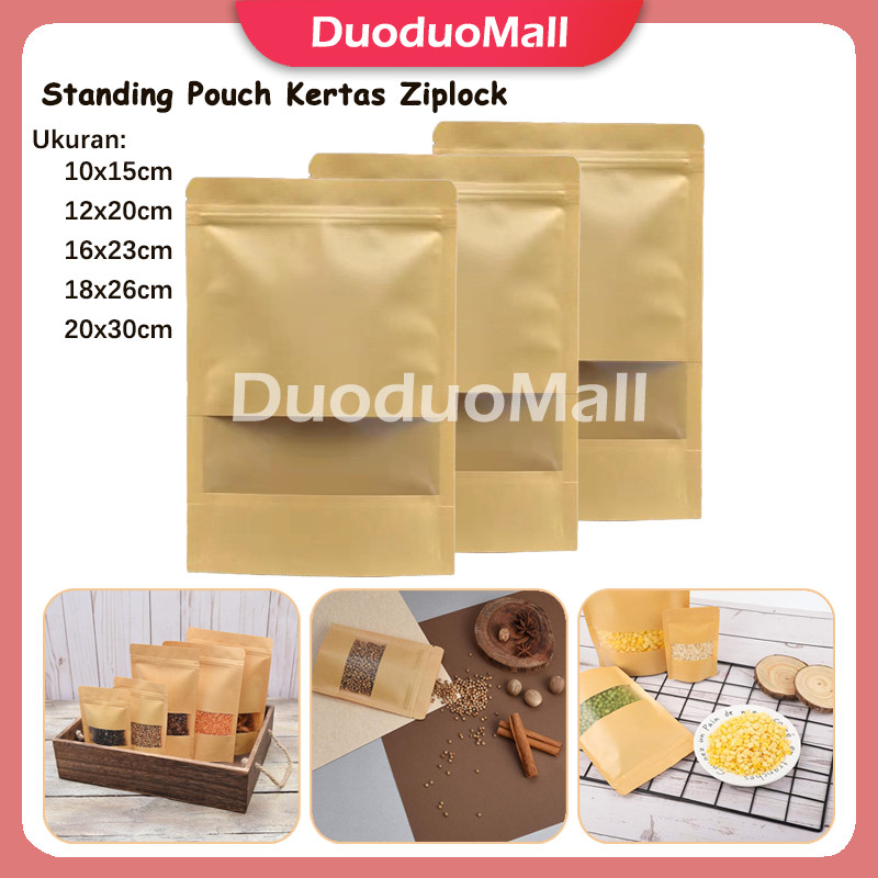 Standing Pouch Kertas Ziplock/Standing Pouch Kraft Paper Window Ziplock