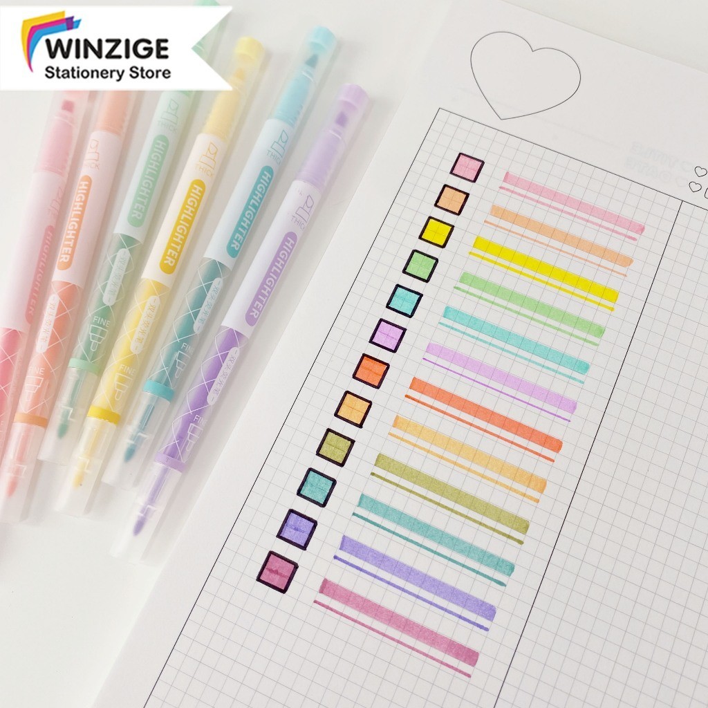 

Winzige 6pcs Stabilo Warna Pastel Highlighter Pen Set Lucu Journal Marker Pen Alat Tulis