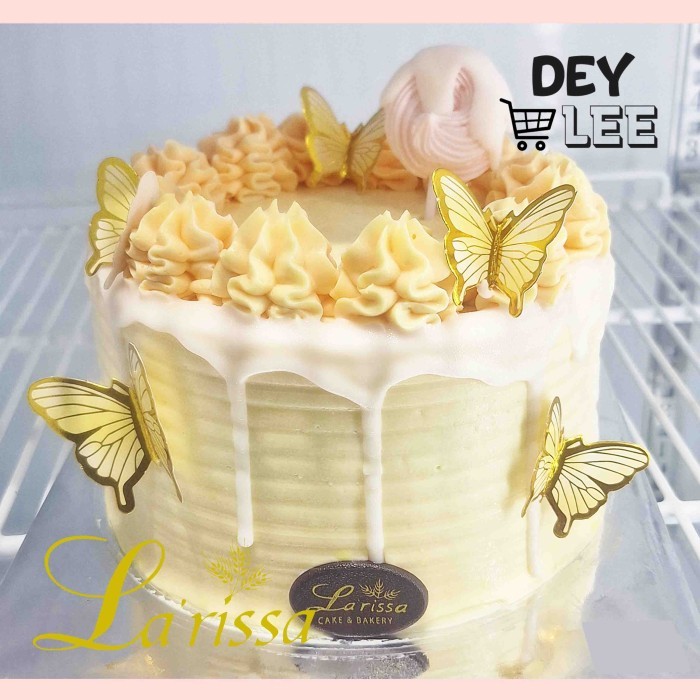 

LARISSA Kue Ulang Tahun YELLOW BUTTERFLY Bulat 15cm Birthday Cake Bandung