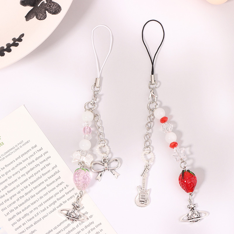 

Trendy Strawberry Planet Mobile Phone Strap For Girls Cute Cell Phone Lanyard Pendant Y2K Phone Chains Decor