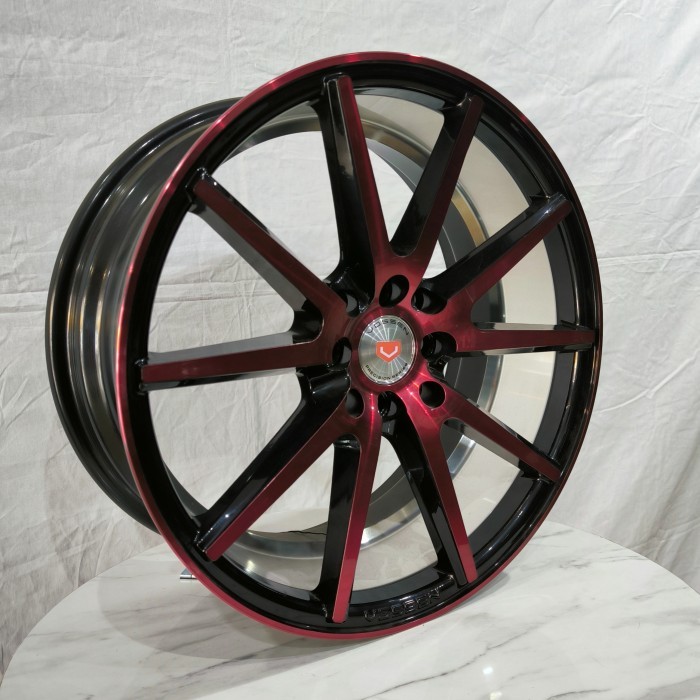 4p VELG VOSSEN 17x7.5 8H 100 / 114.3 et45 Black Polish Red 17 R17 lebar 7,5 inci lobang 4H 100 & 4H 