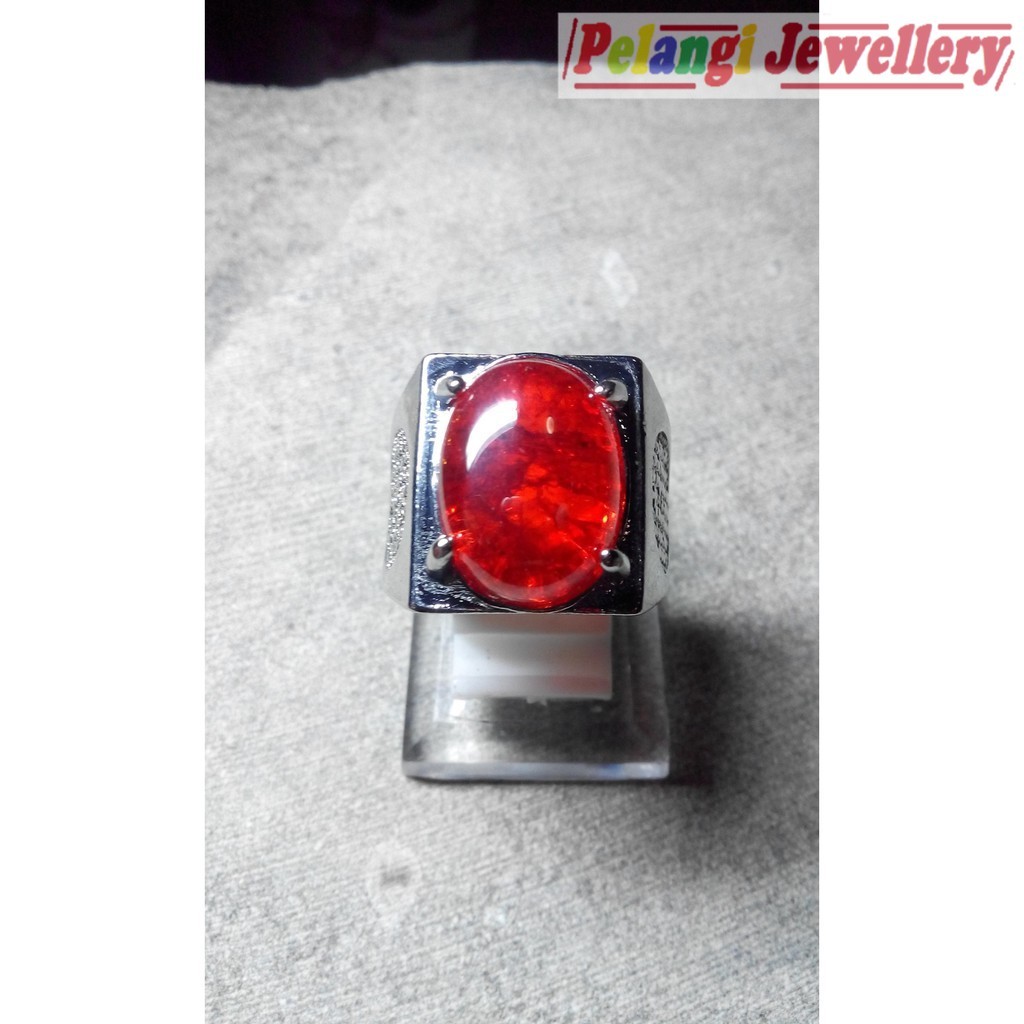 Cincin Batu Akik Pecah Seribu Merah HQ